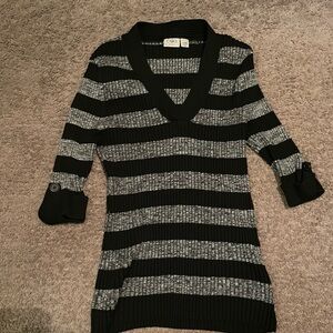 Cato Black and Gray V-Neck Sweater